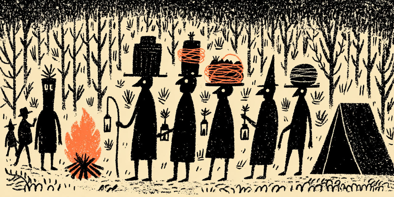 A volunteer crew coordinating camp tasks around the fire.