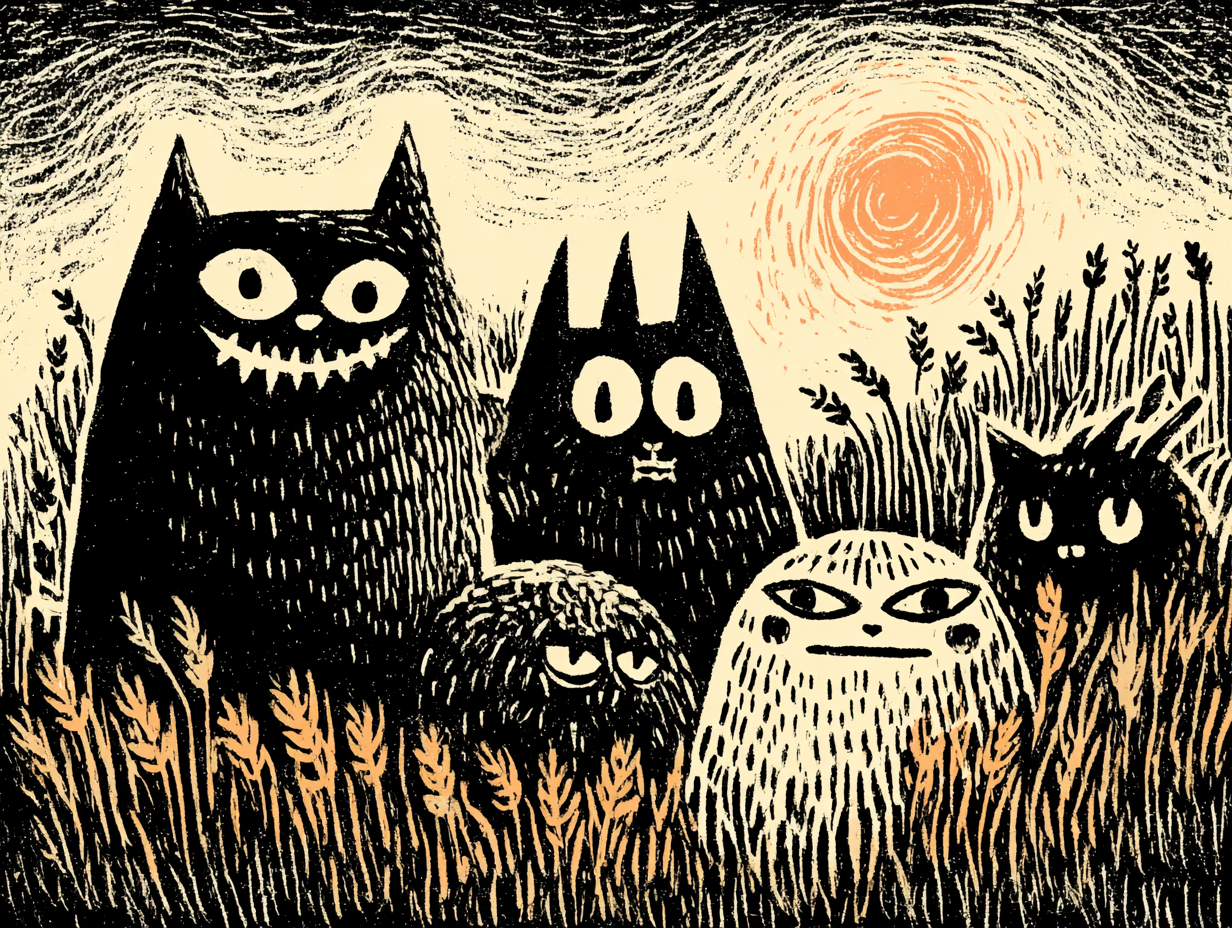 Small creatures resting together in the grass.